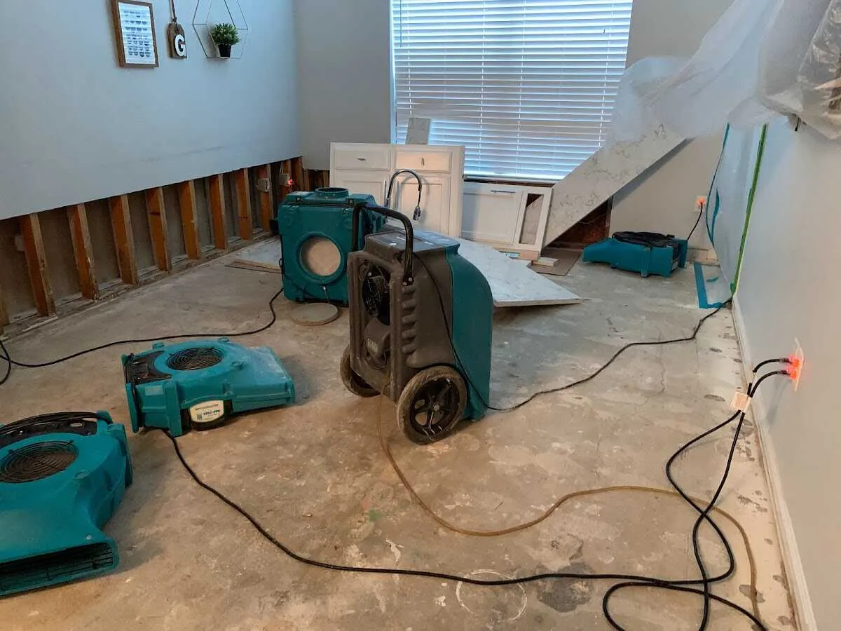 Dehumidifier in flood-cut room for Water Damage Restoration in Shenango
